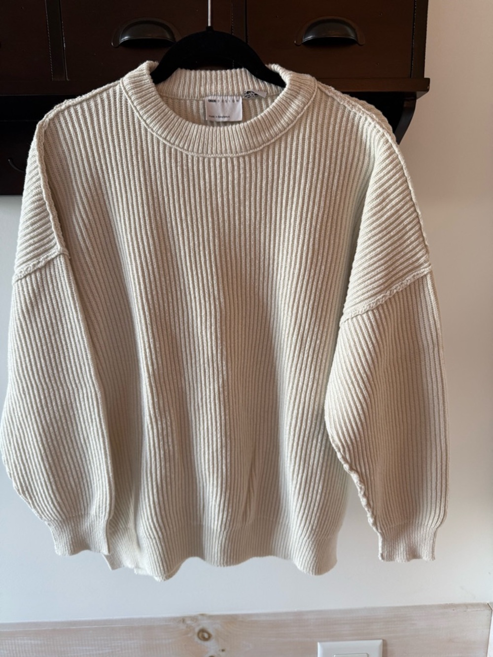 ASOS Women’s  Ribbed Crewneck Sweater - Cream